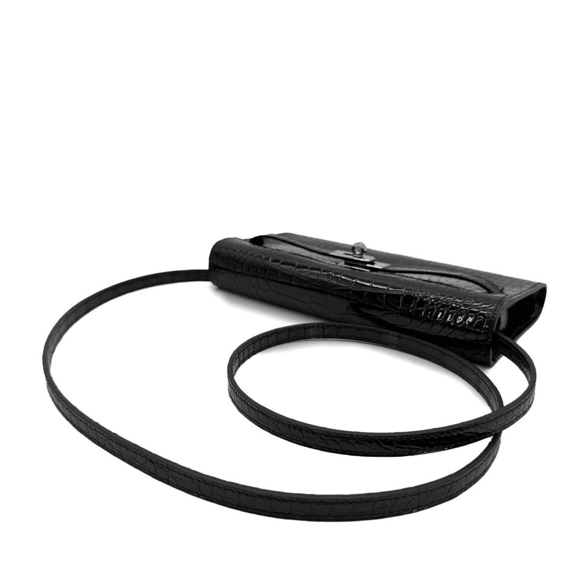 HERMES KELLY WALLET TO GO BLACK ALLIGATOR WALLET SHOULDER BAG U SHW 90283910