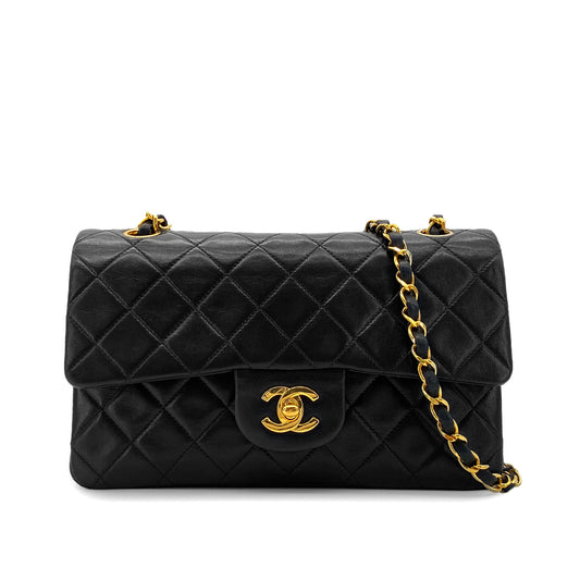 CHANEL VINTAGE CLASSIC FLAP SMALL CHAIN SHOULDER BAG BLACK LAMB SKIN 90283912