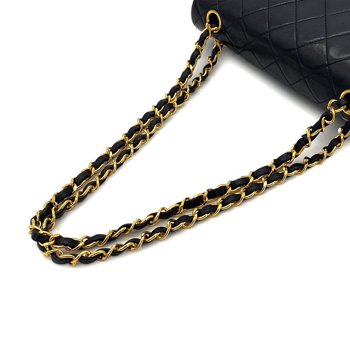 CHANEL VINTAGE CLASSIC FLAP SMALL CHAIN SHOULDER BAG BLACK LAMB SKIN 90283912