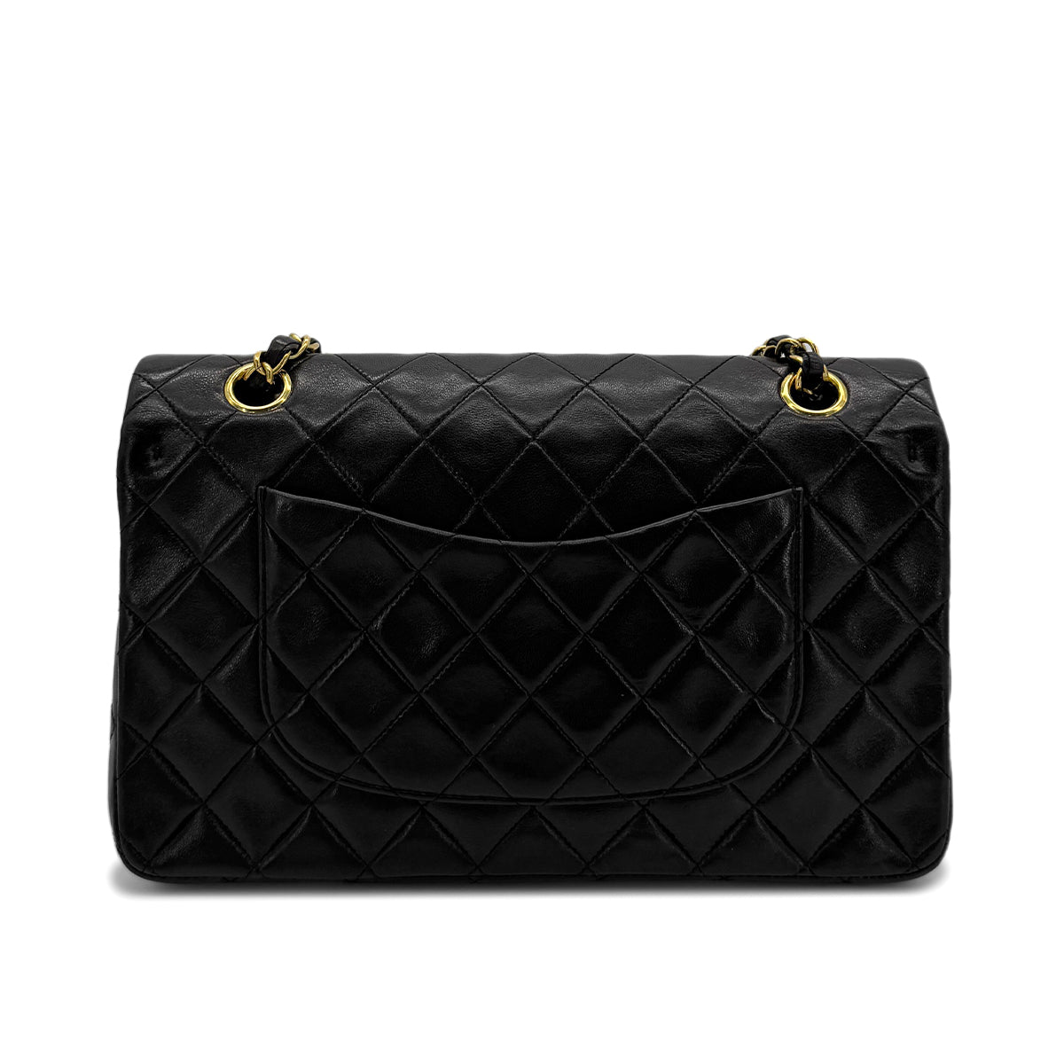 CHANEL VINTAGE CLASSIC FLAP MEDIUM CHAIN SHOULDER BAG BLACK LAMB SKIN 90283913