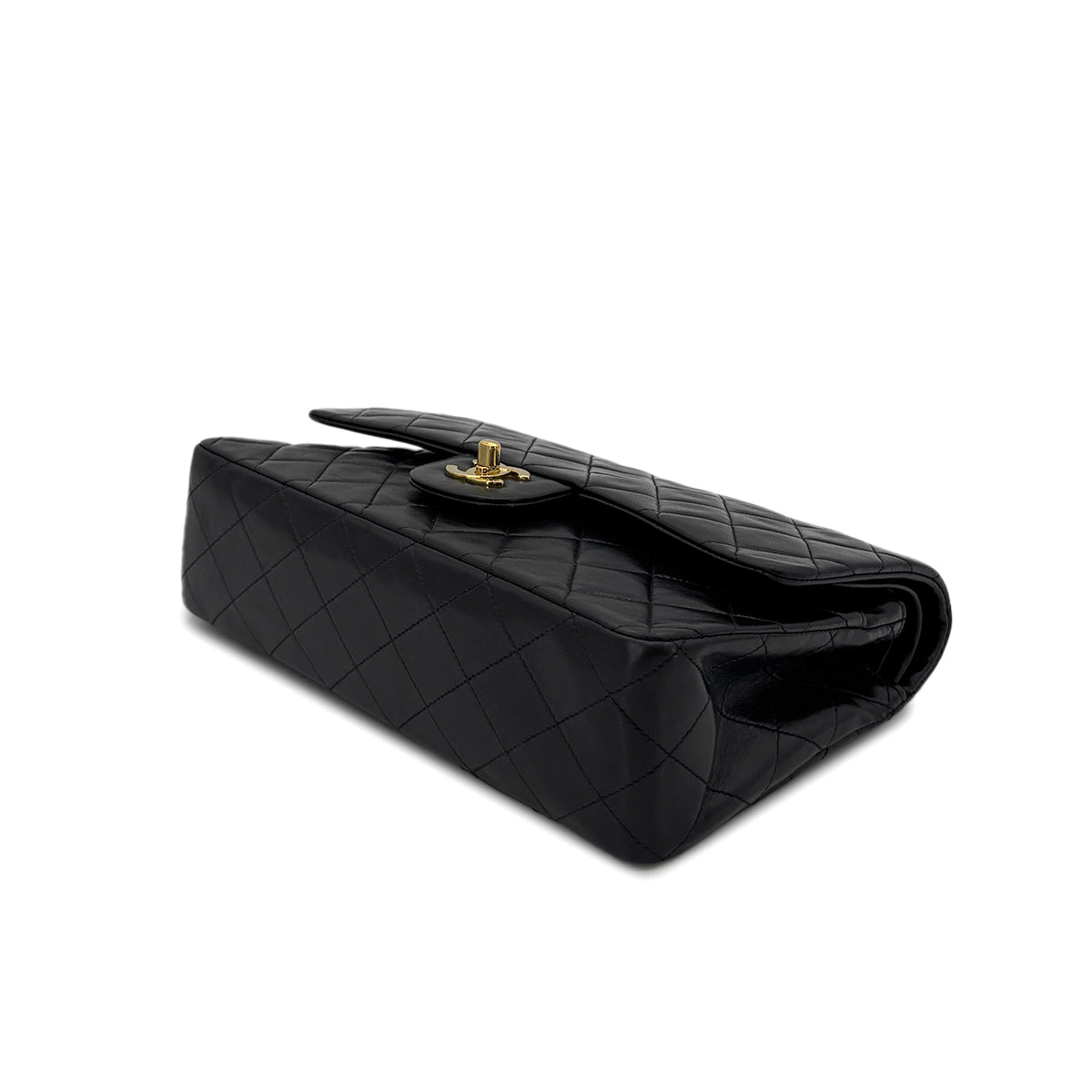 CHANEL VINTAGE CLASSIC FLAP MEDIUM CHAIN SHOULDER BAG BLACK LAMB SKIN 90283913