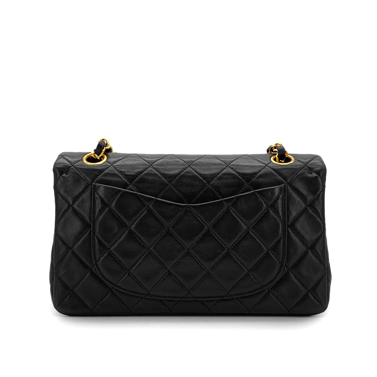 CHANEL VINTAGE CLASSIC FLAP SMALL CHAIN SHOULDER BAG BLACK LAMB SKIN 90283914