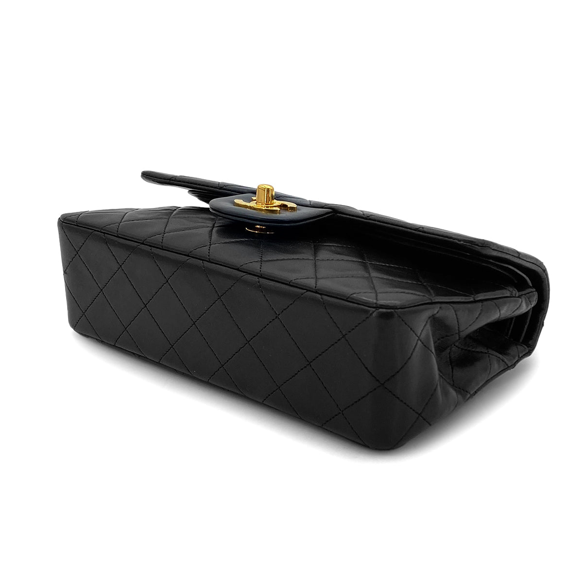 CHANEL VINTAGE CLASSIC FLAP SMALL CHAIN SHOULDER BAG BLACK LAMB SKIN 90283914