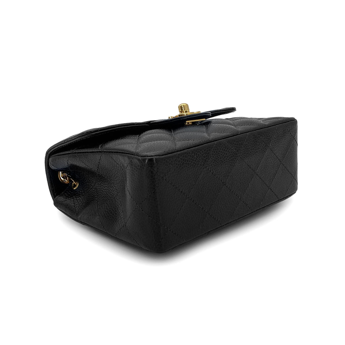 CHANEL VINTAGE MINI MATELASSE CHAIN SHOULDER BAG BLACK CAVIAR SKIN 90283915