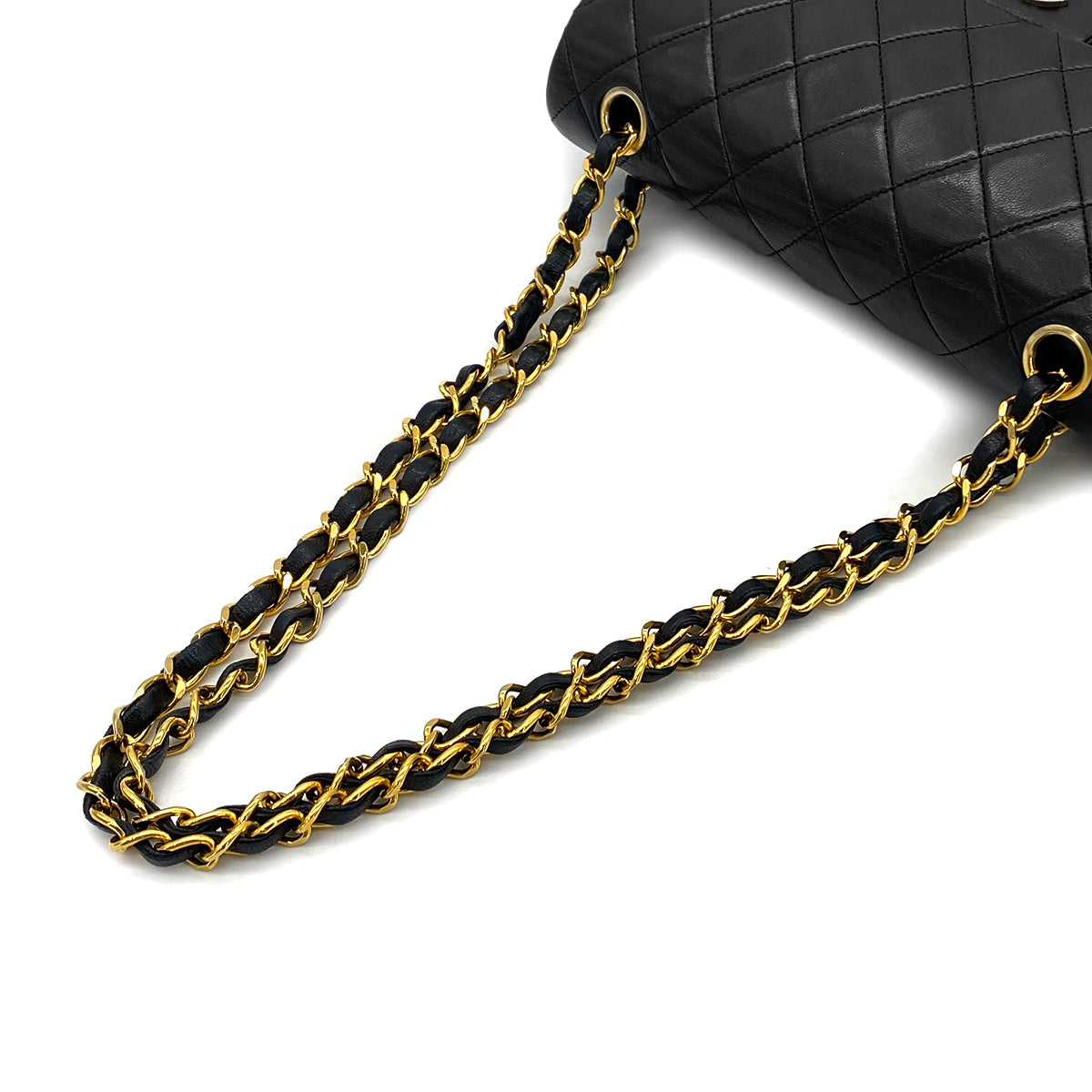 CHANEL VINTAGE CLASSIC FLAP SMALL CHAIN SHOULDER BAG BLACK LAMB SKIN 90283916
