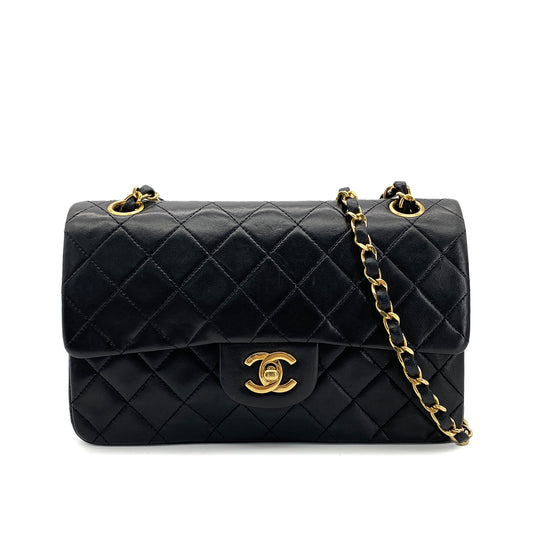 CHANEL VINTAGE CLASSIC FLAP SMALL CHAIN SHOULDER BAG BLACK LAMB SKIN 90283917