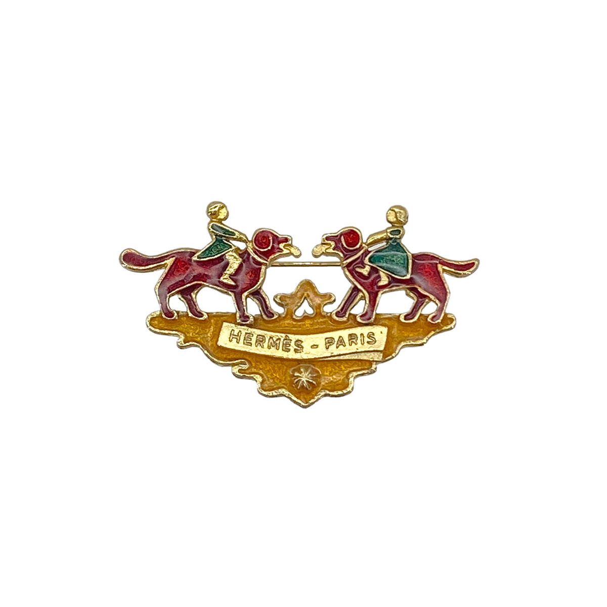 HERMES CHILDREN AND DOGS BROOCH ENAMEL GOLD ACCESSORY 90283921