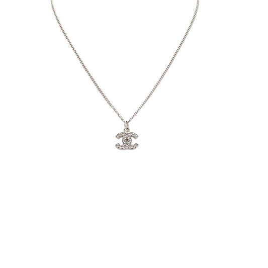 CHANEL NECKLACE COCOMARK RHINESTONE SILVER ACCESSORY 09V 90283926