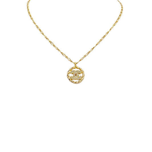 CHANEL VINTAGE NECKLACE COCOMARK ROUND GOLD ACCESSORY 90283932