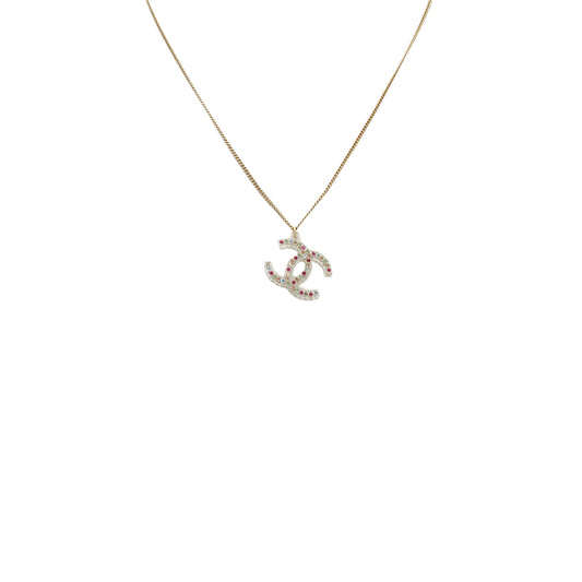 CHANEL VINTAGE NECKLACE CLEAR COLOR STONE ACCESSORY 90283933