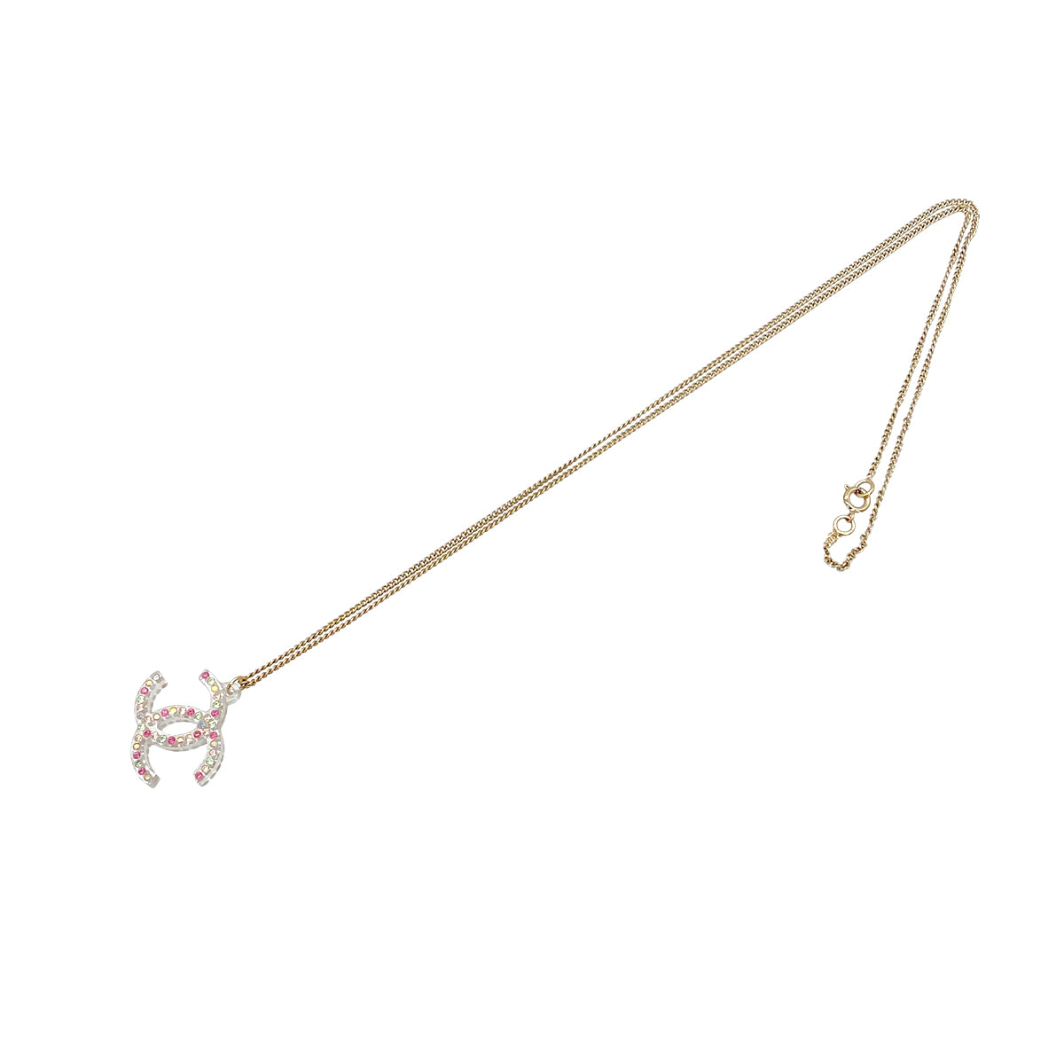 CHANEL VINTAGE NECKLACE CLEAR COLOR STONE ACCESSORY 90283933