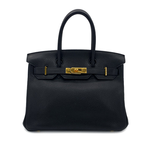 HERMES BIRKIN 30 BLACK TOGO HAND BAG □Q GHW 90283963