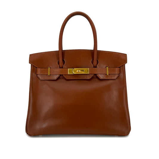 HERMES BIRKIN 30 NOISETTE BOX CALF HAND BAG □E GHW 90283965