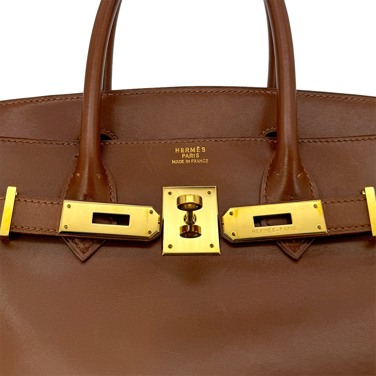 HERMES BIRKIN 30 NOISETTE BOX CALF HAND BAG □E GHW 90283965
