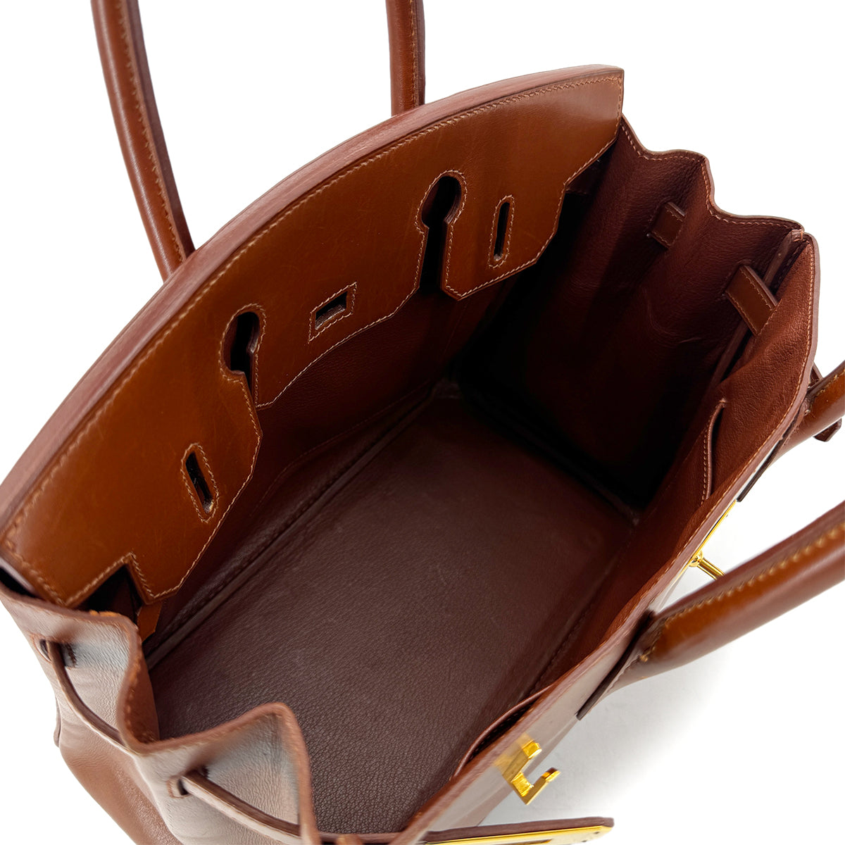 HERMES BIRKIN 30 NOISETTE BOX CALF HAND BAG □E GHW 90283965