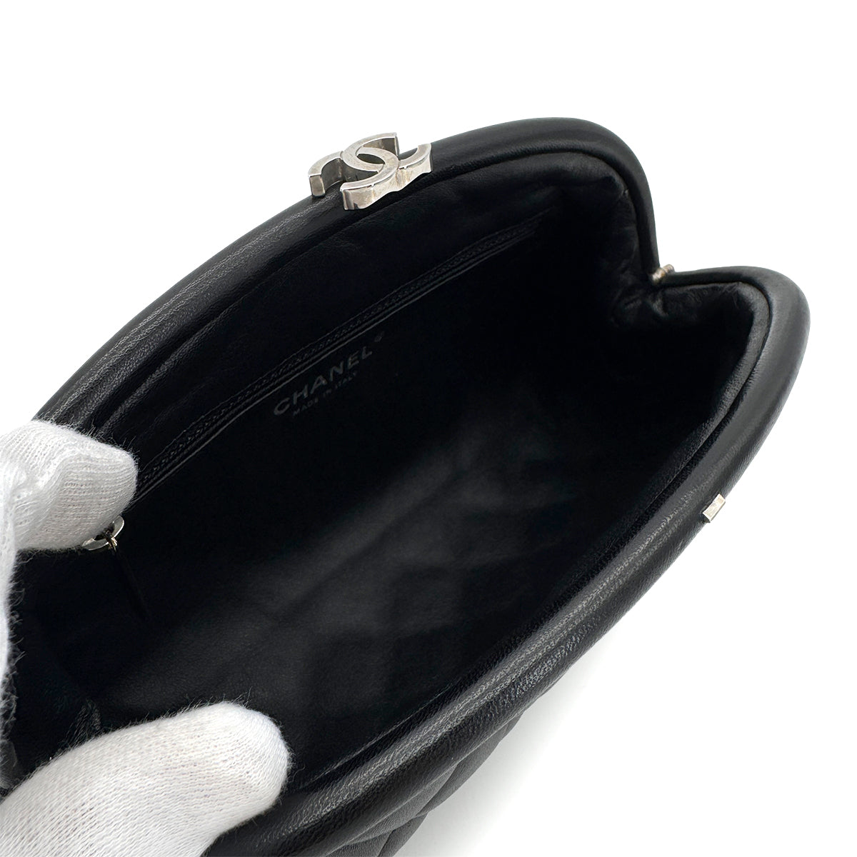 CHANEL VINTAGE CLUTCH BAG BLACK LAMB SKIN 90283966