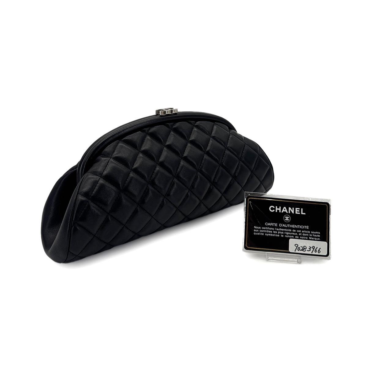 CHANEL VINTAGE CLUTCH BAG BLACK LAMB SKIN 90283966