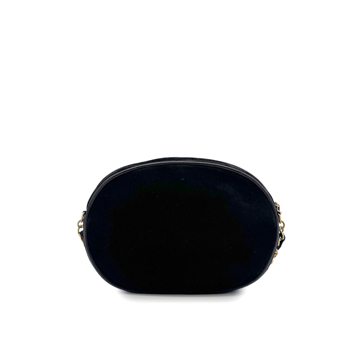 CHANEL VINTAGE FRINGE BIG COCO ROUND CHAIN SHOULDER BAG BLACK SUEDE 90283970