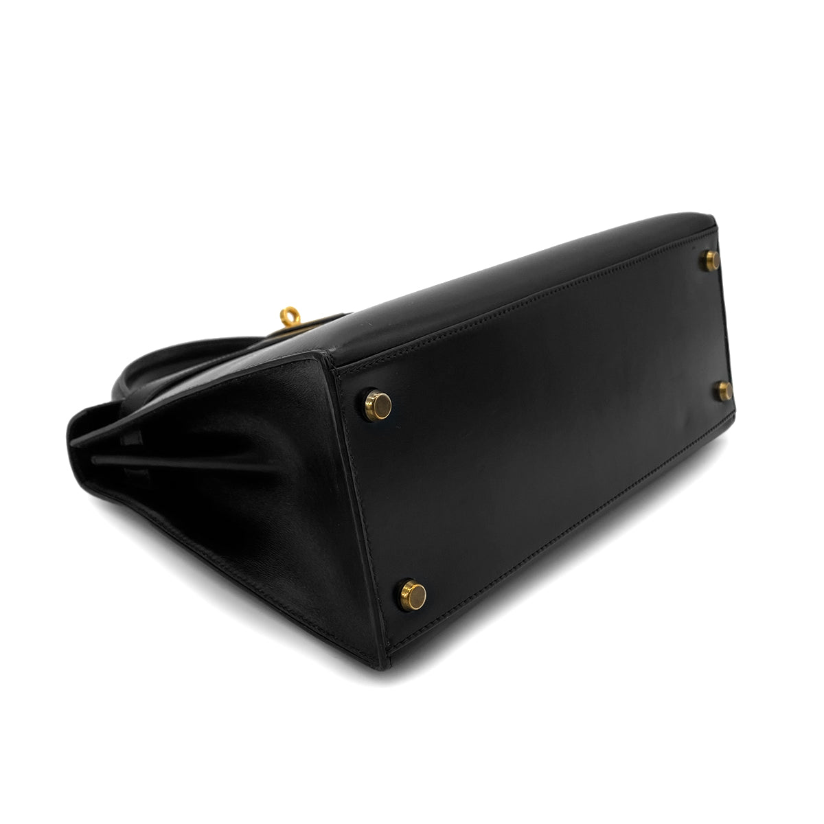 HERMES KELLY 28 SELLIER BLACK BOXCALF HAND SHOULDER BAG 〇Q GHW 90283972