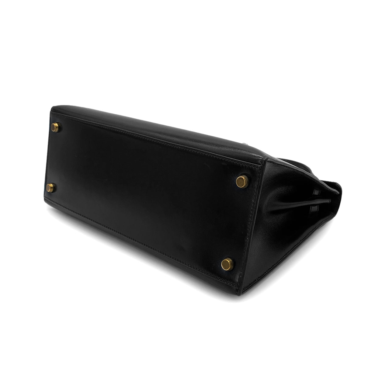 HERMES KELLY 28 SELLIER BLACK BOXCALF HAND SHOULDER BAG 〇Q GHW 90283972