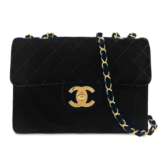 CHANEL VINTAGE JUMBO MATELASSE 30 CHAIN SHOULDER BAG BLACK VELOR 90283973