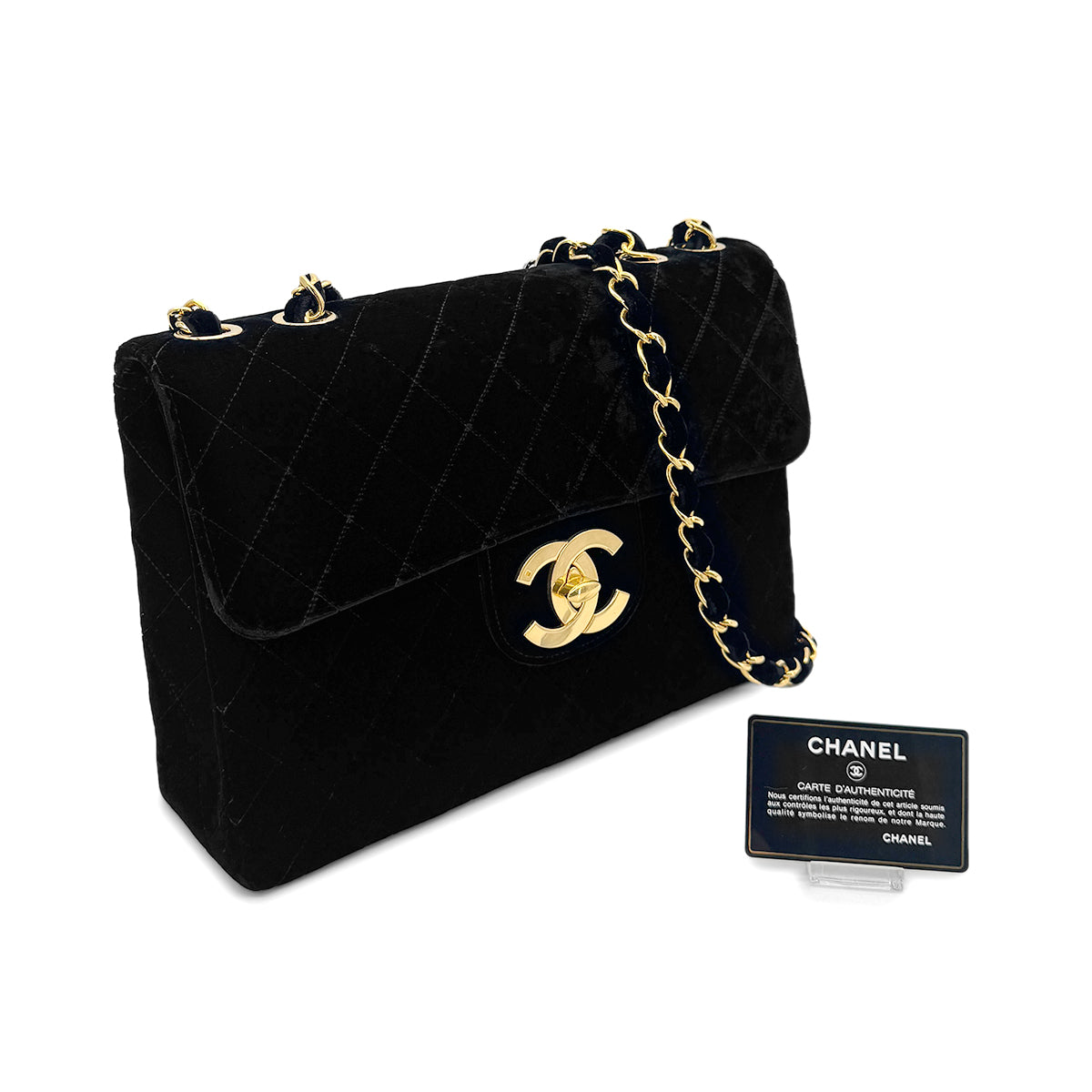 CHANEL VINTAGE JUMBO MATELASSE 30 CHAIN SHOULDER BAG BLACK VELOR 90283973