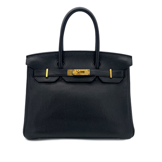 HERMES BIRKIN 30 BLACK TAURILLON CLEMENCE HAND BAG A GHW 90283975