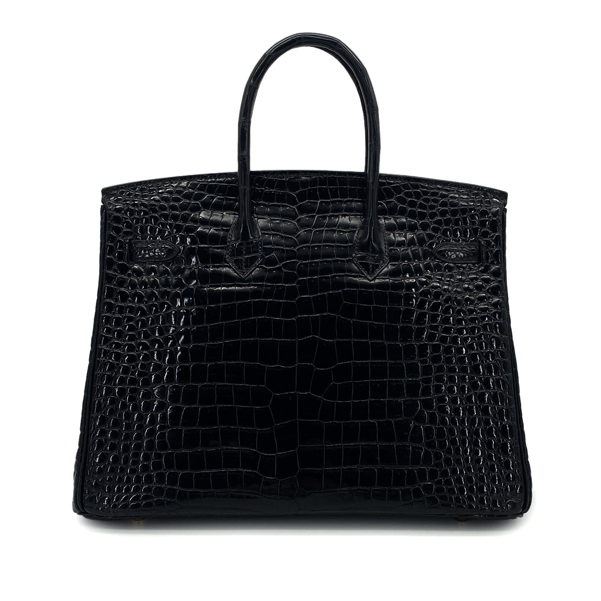 HERMES BIRKIN 35 BLACK CROCODILE POROSUS LISSE HAND BAG □E GHW 90283976