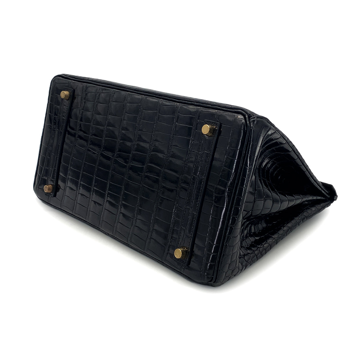 HERMES BIRKIN 35 BLACK CROCODILE POROSUS LISSE HAND BAG □E GHW 90283976