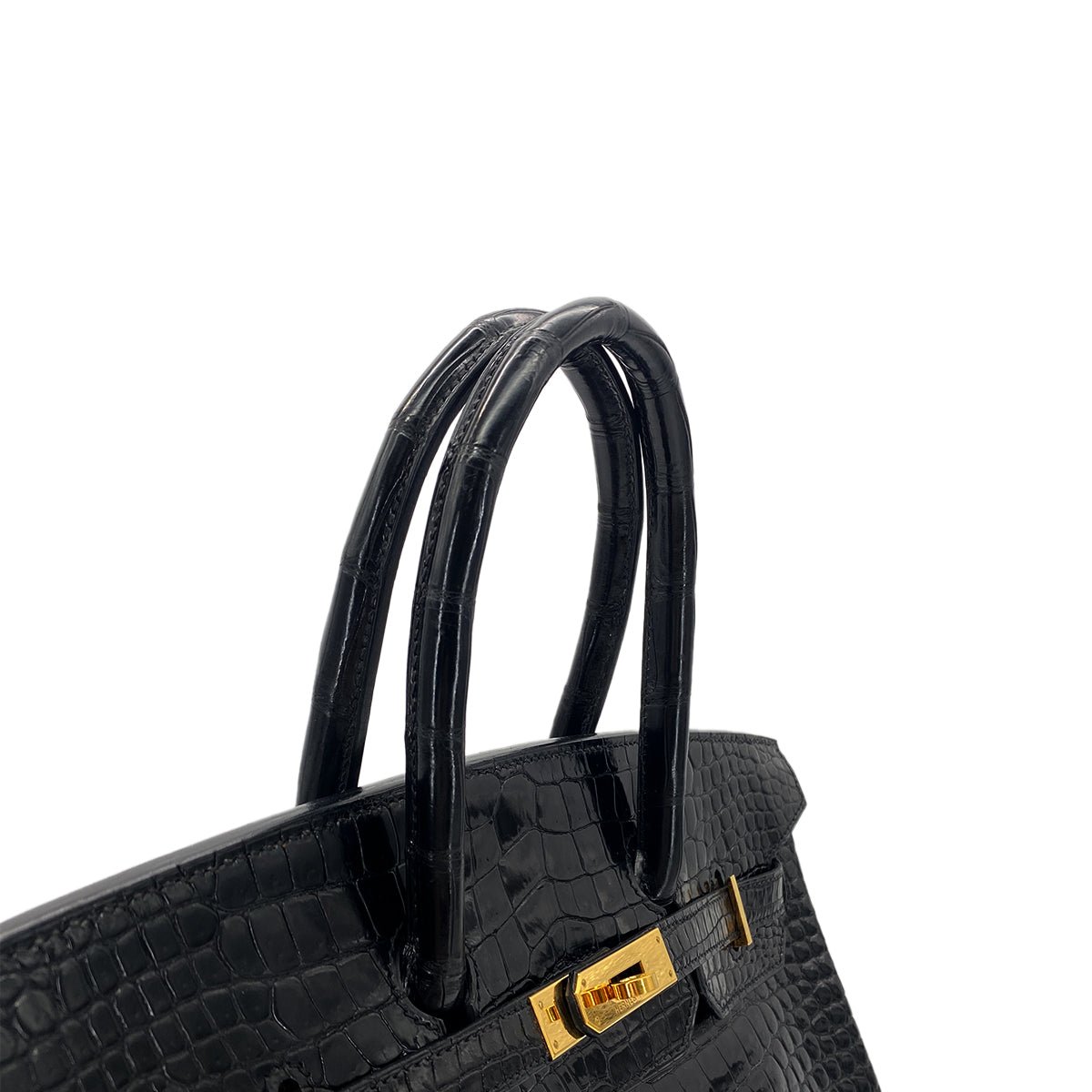 HERMES BIRKIN 35 BLACK CROCODILE POROSUS LISSE HAND BAG □E GHW 90283976