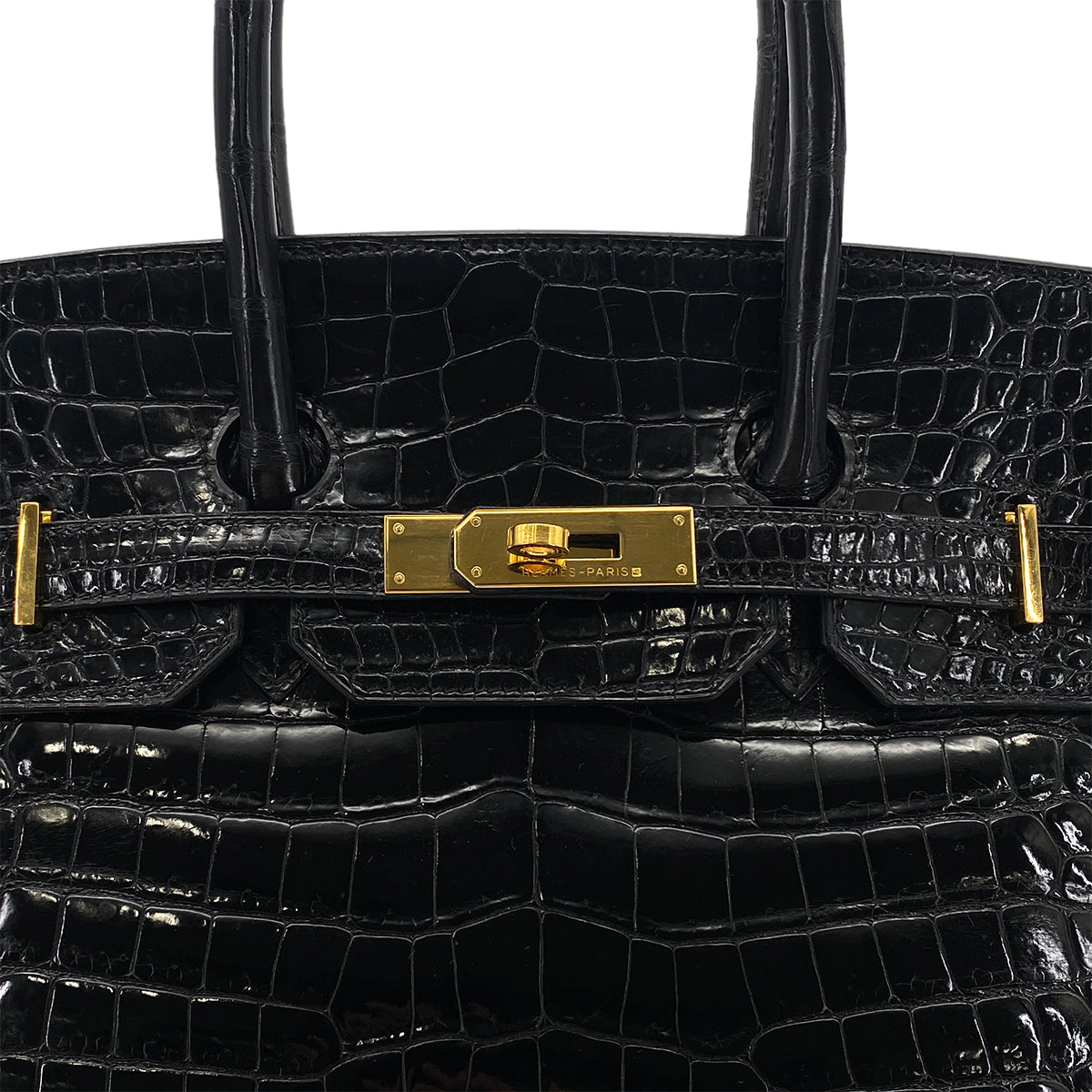 HERMES BIRKIN 35 BLACK CROCODILE POROSUS LISSE HAND BAG □E GHW 90283976