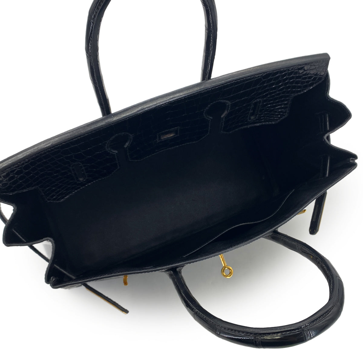 HERMES BIRKIN 35 BLACK CROCODILE POROSUS LISSE HAND BAG □E GHW 90283976
