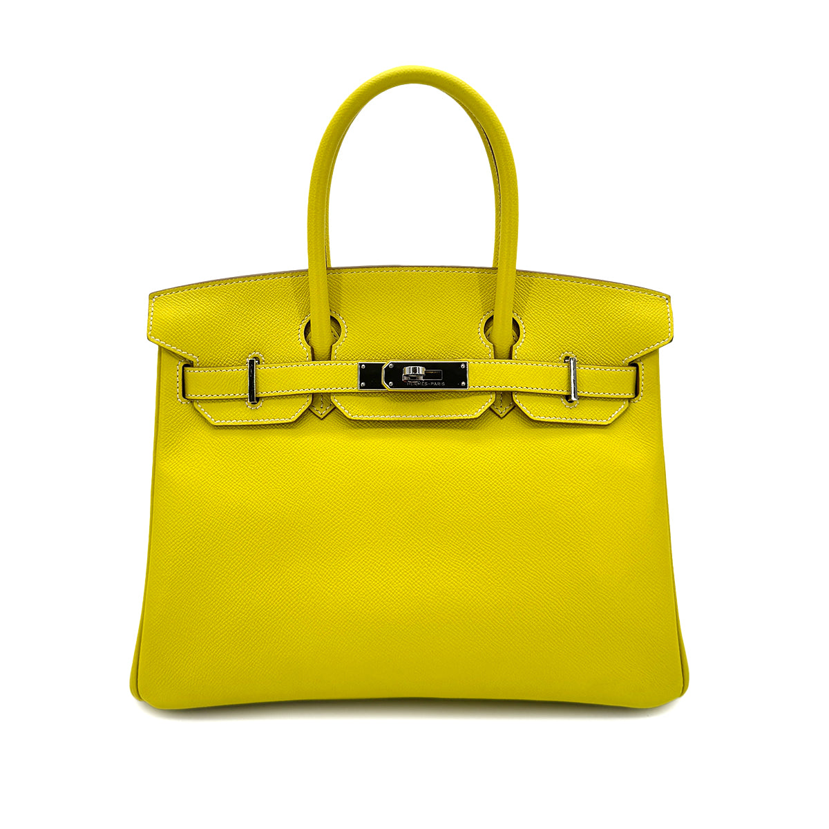 HERMES CANDY BIRKIN 30 LIME GRIS PERLE VEAU EPSOM HAND BAG □O SHW 90283978