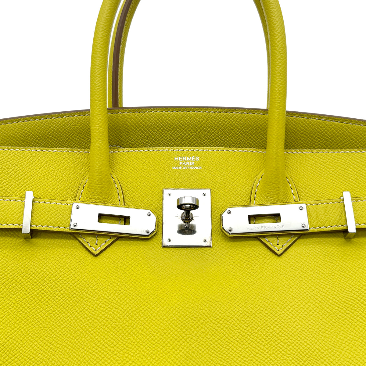 HERMES CANDY BIRKIN 30 LIME GRIS PERLE VEAU EPSOM HAND BAG □O SHW 90283978