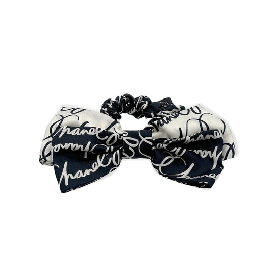 CHANEL HAIR RUBBER LOGO RIBBON HAIR ACCESSORY BLACK WHITE 90283983
