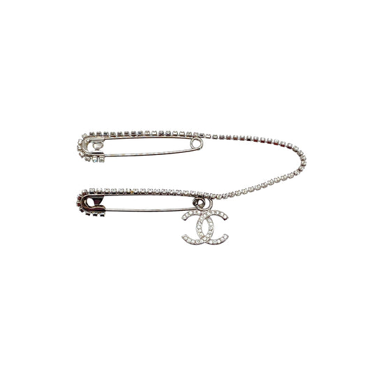 CHANEL COCOMARK BROOCH RHINESTONE SILVER ACCESSORY 01P 90283984