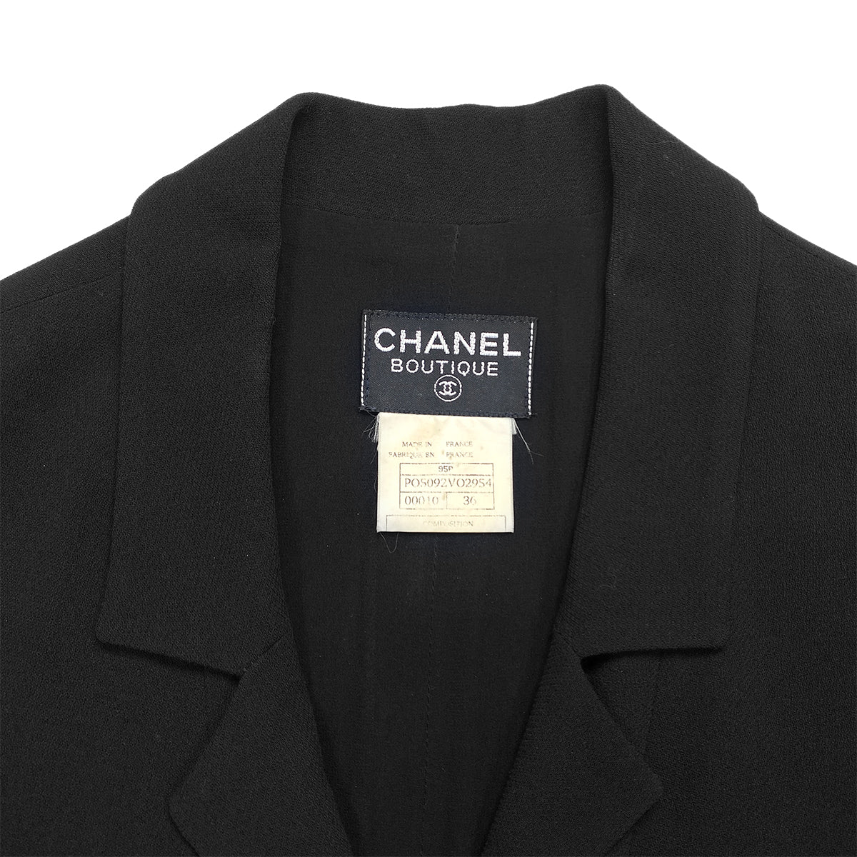 CHANEL COCO BUTTON ZIP DRESS BLACK WOOL 36 95P RTW 90283989