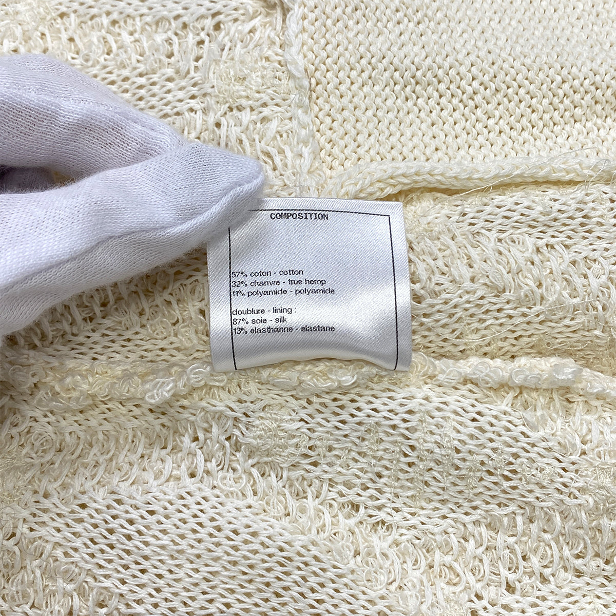 CHANEL VINTAGE NO.5 GOLD BUTTON FRINGE SKIRT IVORY COTTON CHANVRE 38 P70 RTW 90283990