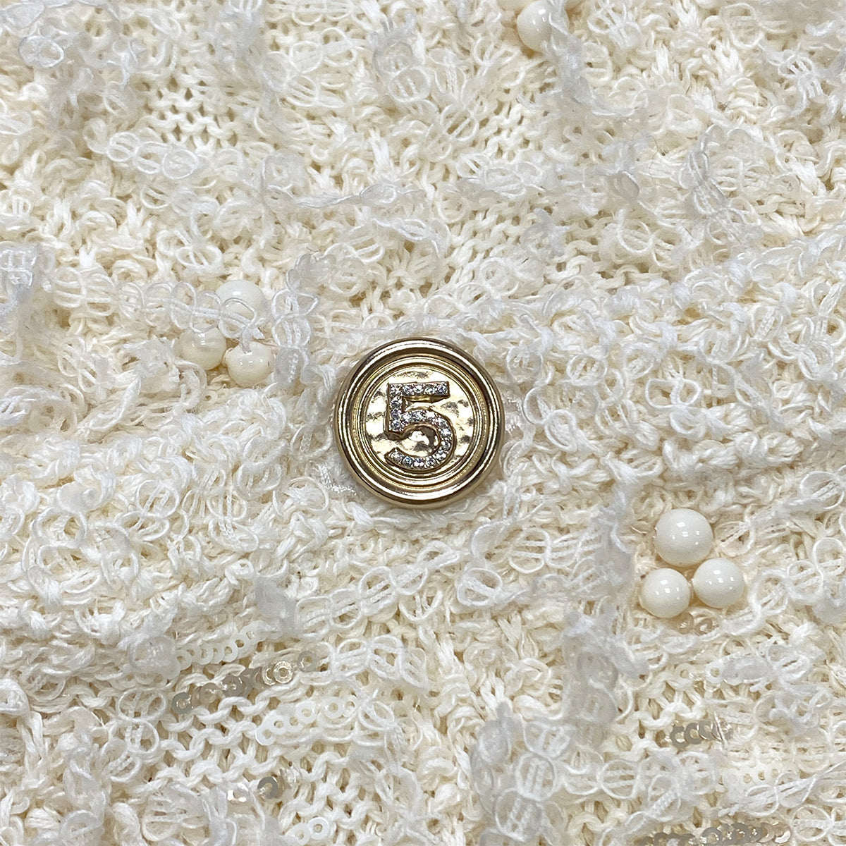 CHANEL VINTAGE NO.5 GOLD BUTTON FRINGE SKIRT IVORY COTTON CHANVRE 38 P70 RTW 90283990