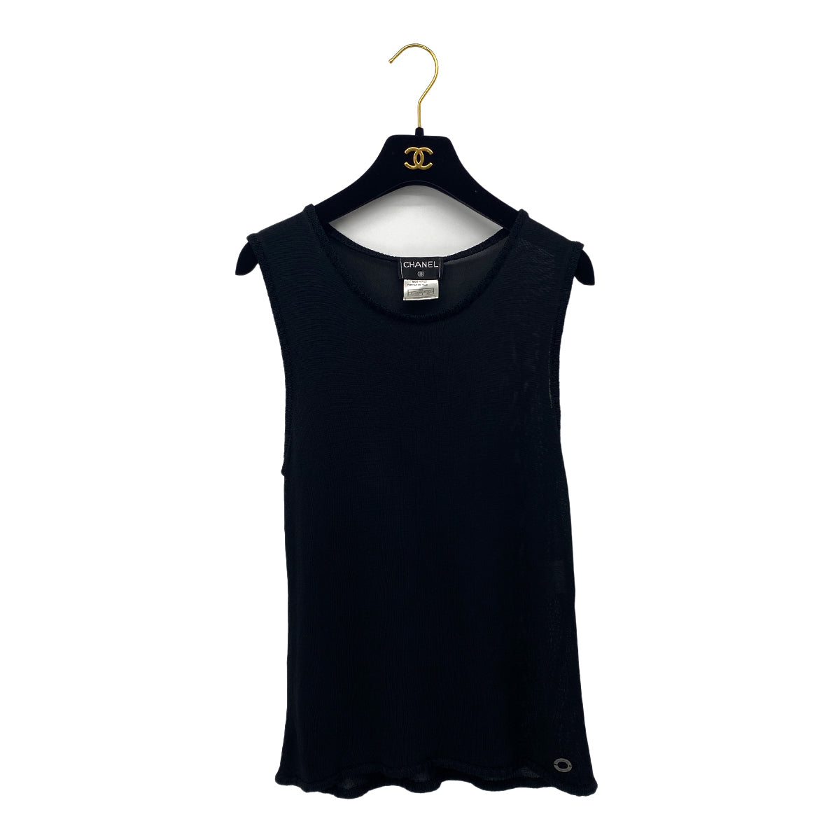 CHANEL VINTAGE SLEEVELESS TOPS BLACK VISCOSE 42 00T RTW 90283991