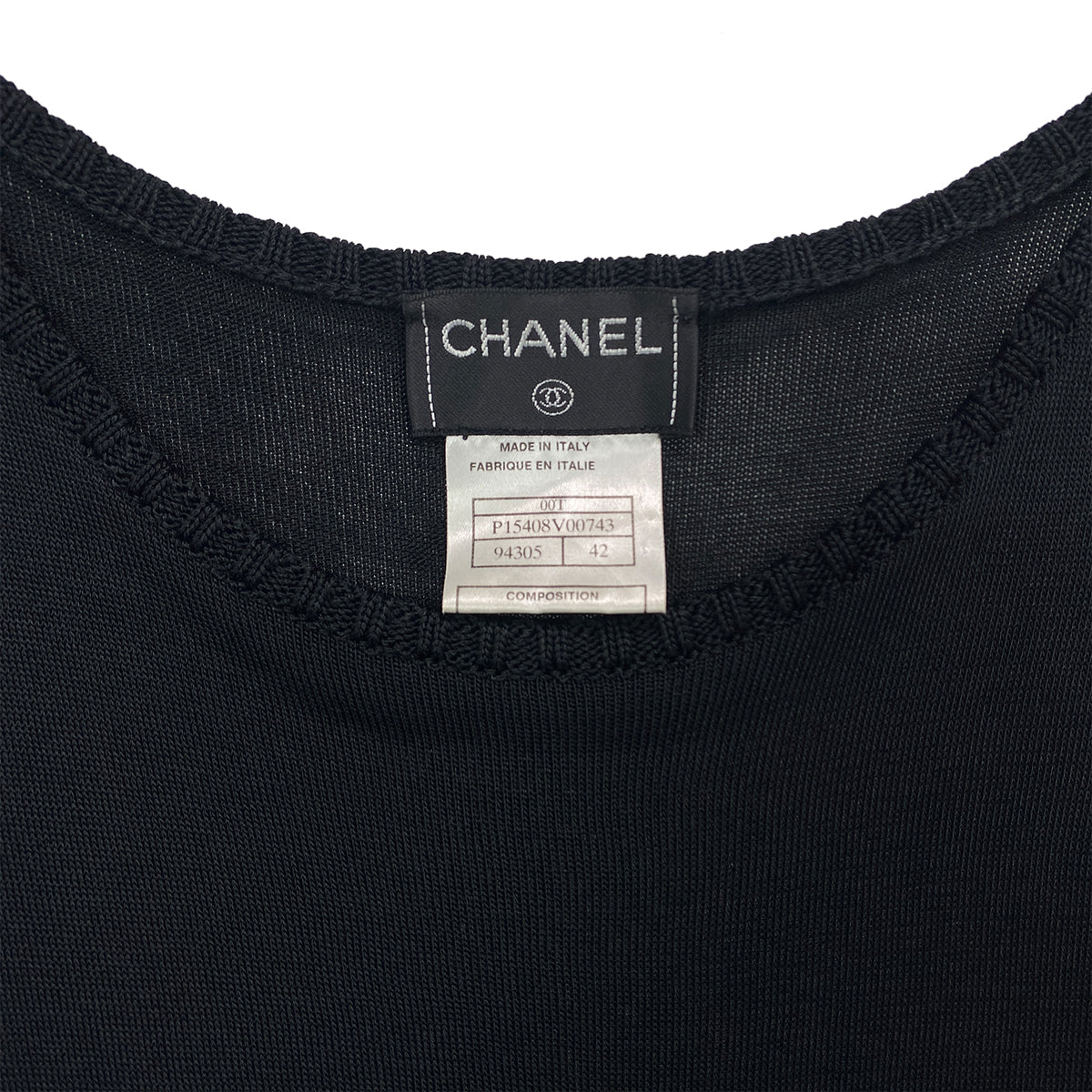 CHANEL VINTAGE SLEEVELESS TOPS BLACK VISCOSE 42 00T RTW 90283991