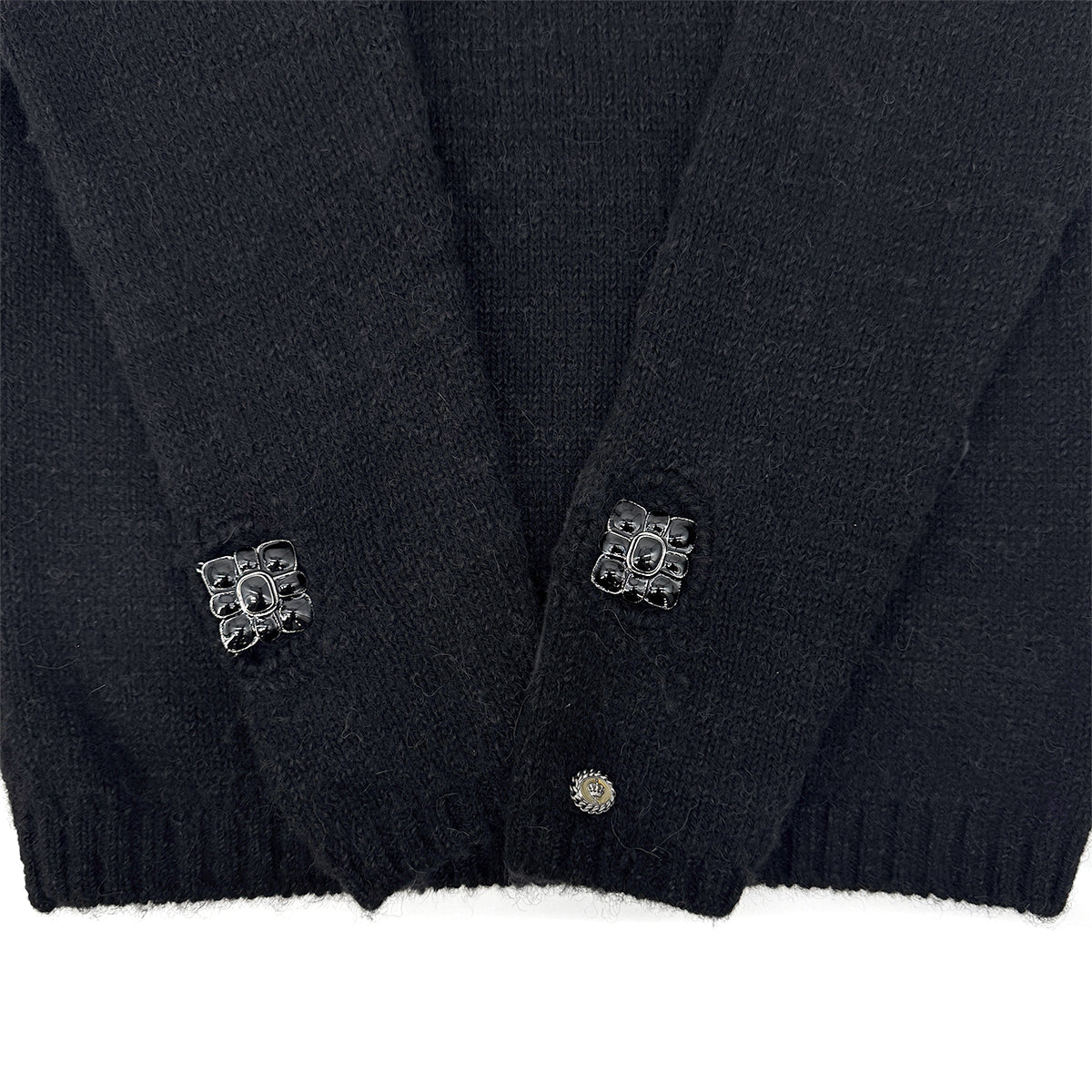 CHANEL VINTAGE KNIT TOPS GRIPOIX MOTIF BLACK 36 08A RTW 90283994