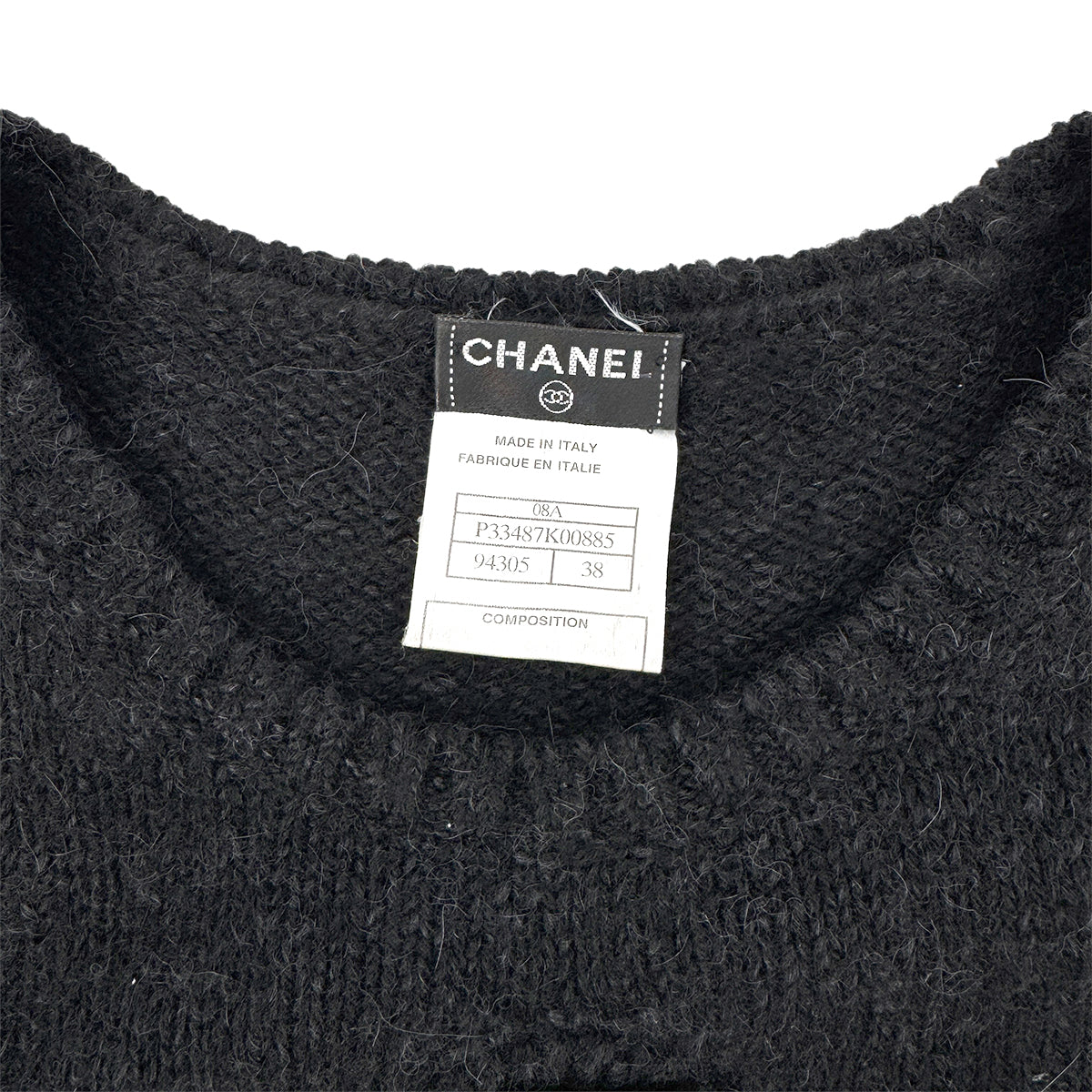CHANEL VINTAGE KNIT TOPS GRIPOIX MOTIF BLACK 36 08A RTW 90283994