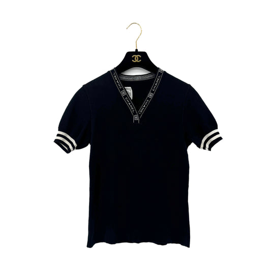 CHANEL SPORTS LINE COCOMARK LOGO TOPS BLACK WHITE COTTON 40 04P RTW 90283995