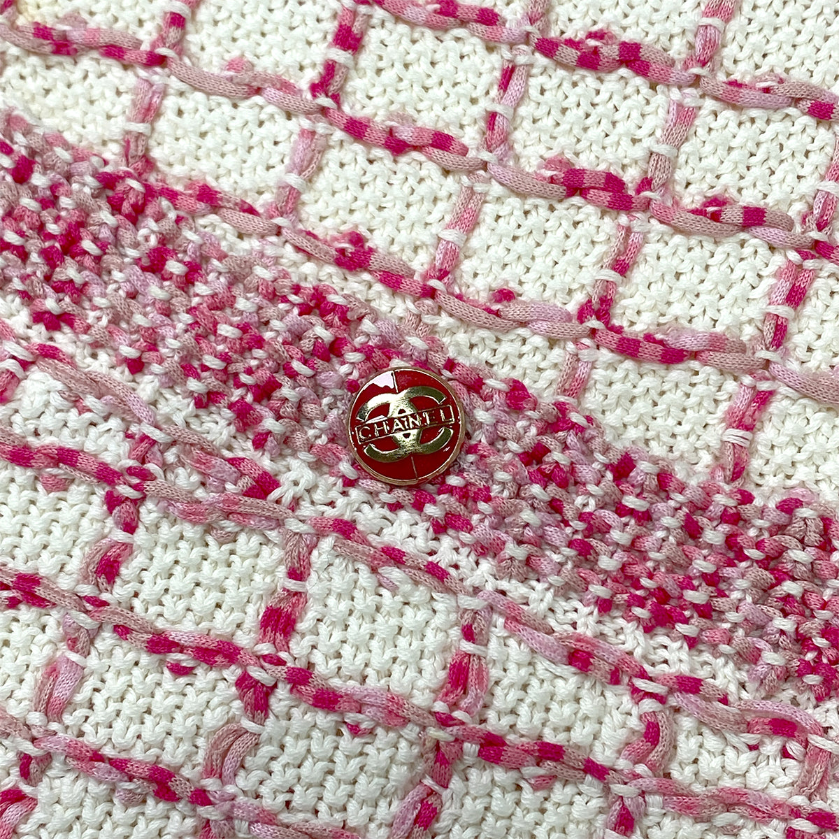 CHANEL VINTAGE COCO BUTTON DRESS PINK COTTON 36 P56 RTW 90283998