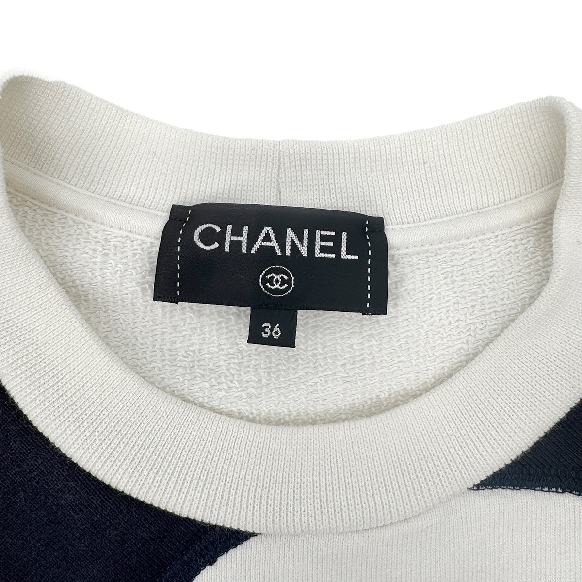 CHANEL BIG COCO MARK SWEATSHIRT BLACK WHITE BEIGE COTTON 36 P58 RTW 90284002