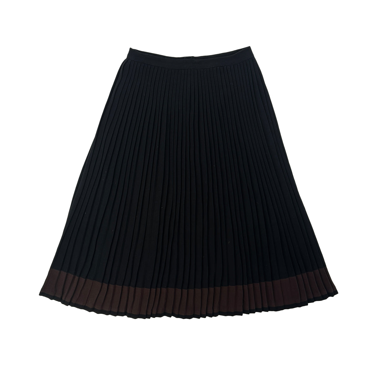 CHANEL VINTAGE PLEATED SKIRT BLACK BROWN WOOL 40 98A RTW 90284004