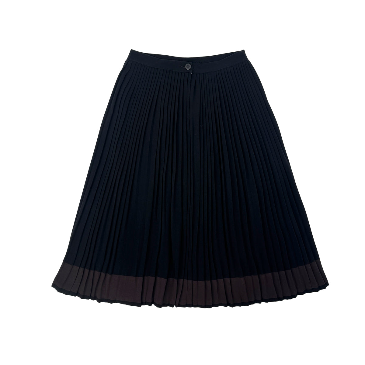 CHANEL VINTAGE PLEATED SKIRT BLACK BROWN WOOL 40 98A RTW 90284004