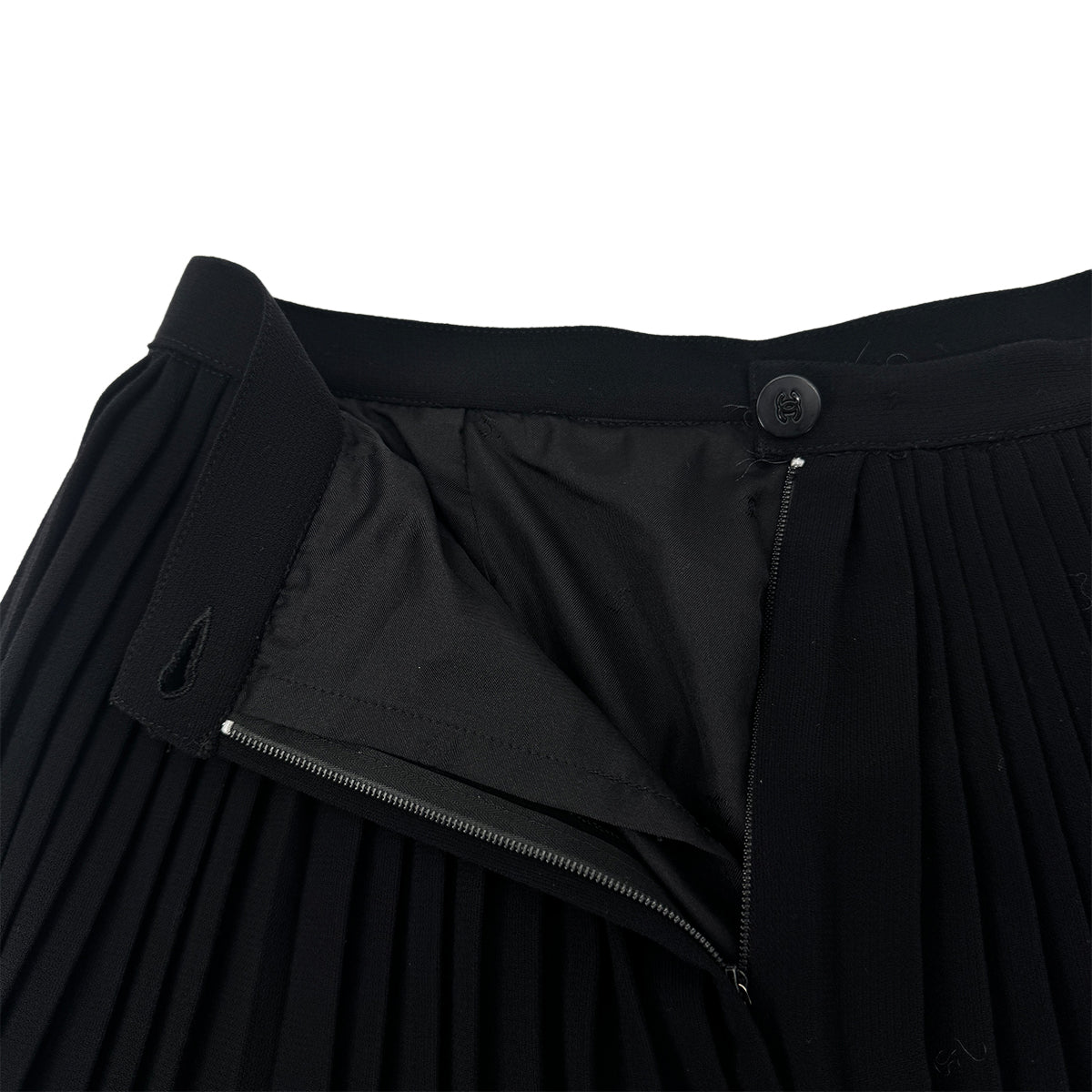 CHANEL VINTAGE PLEATED SKIRT BLACK BROWN WOOL 40 98A RTW 90284004