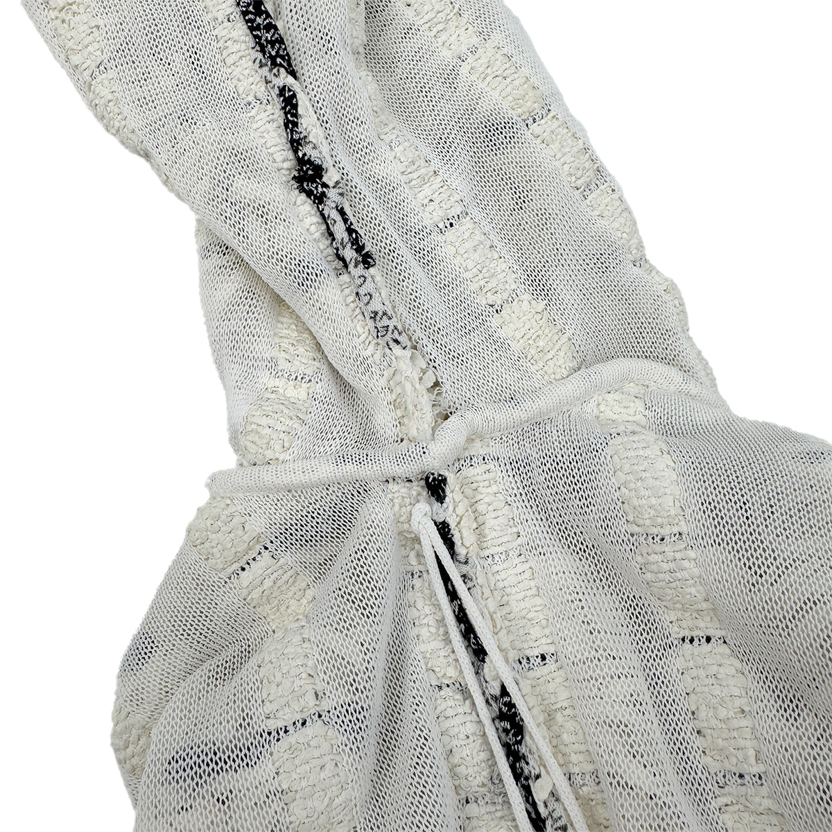 CHANEL VINTAGE FRENGE SUMMER KNIT TOPS WHITE BLACK COTTON 36 P58 RTW 90284006